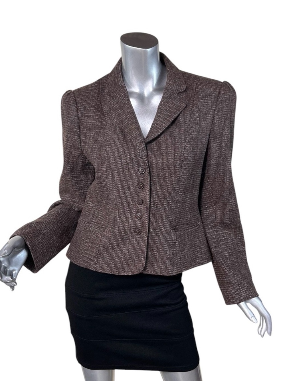 PEABODY HOUSE Vintage Brown Tone Wool Blend Button Front Blazer Jacket Romania